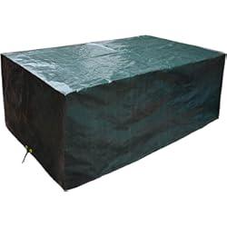 Forros Para Muebles De Jardin PATIO PLUS Juego de muebles de exterior, impermeable, resistente al viento, anti-UV, rectangular, fundas de mesa de jardín para mesa de patio y sillas, extra grande, 193 x 136 x 88 cm, color verde