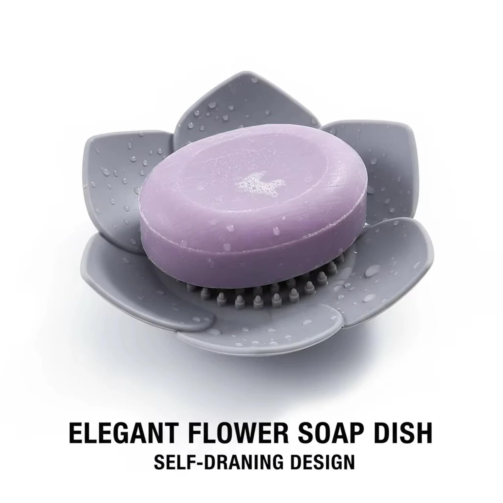 Jabonera Antideslizante, Caja de jabón 3 uds. Plato escurridor Silicona Antideslizante con Forma Accesorios baño Multicolor(Gray+White+Pink)