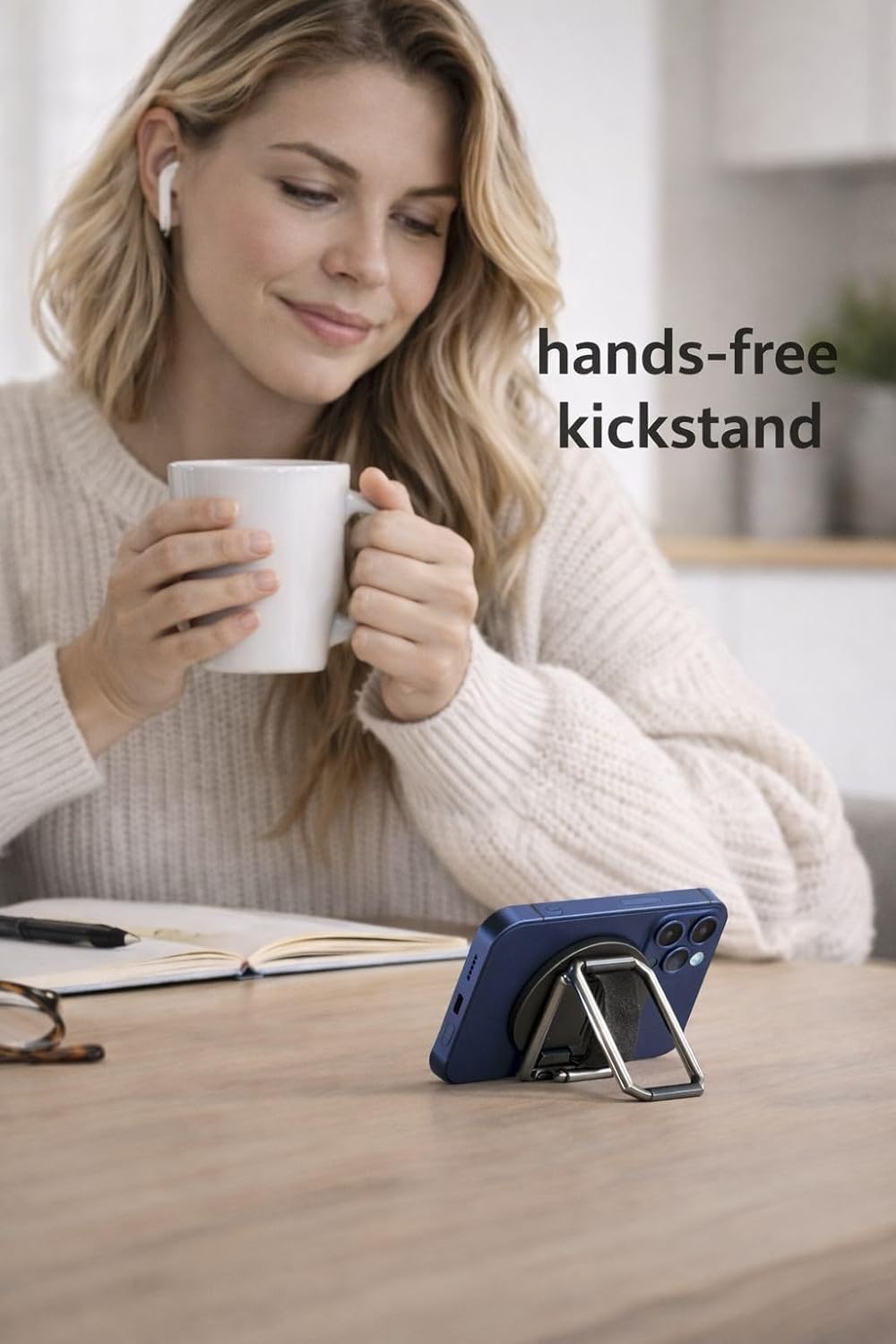 MagSafe Phone Grip Stand - 3 in 1Strong Magnetic Metal Kickstand & Finger Strap Holder for iPhone 17-12 Series