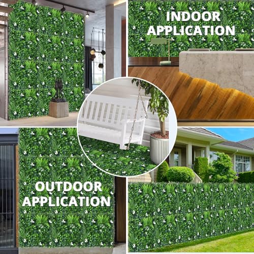 20"x20" Artificial Grass Wall, 6Pcs Hedge Panels with 100 Zip Ties, Hedge Panels, Artificial Grass Backdrop for Outdoor, Indoor, Garden, Backyard and Décor