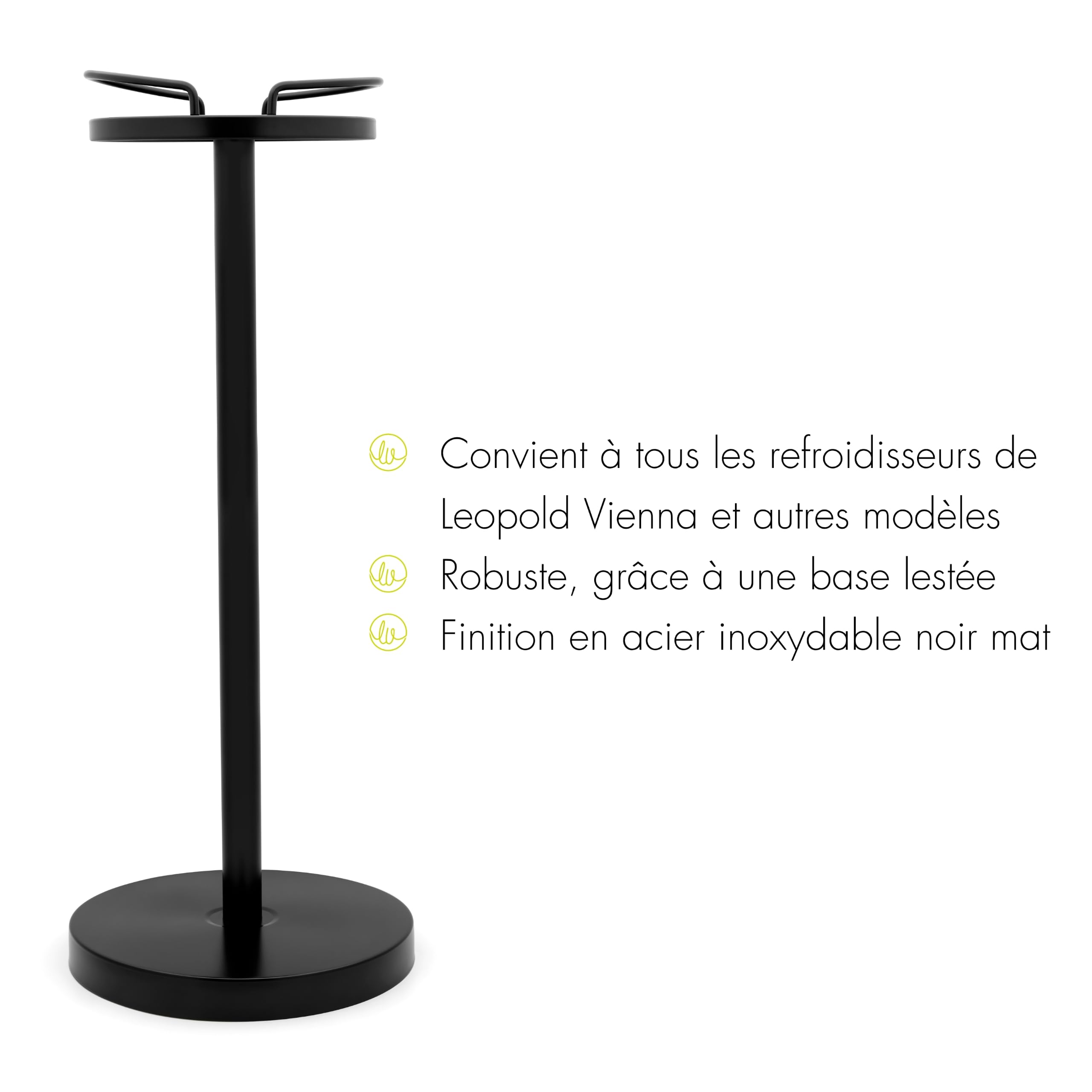 Leopold Vienna Support Seau a Champagne, Support Seau a Bouteille - Noir | Support pour Rafraîchisseur Bouteille, Base Lestée, 69 cm, Inox, pour Leopold Vienna et Modèles Universels