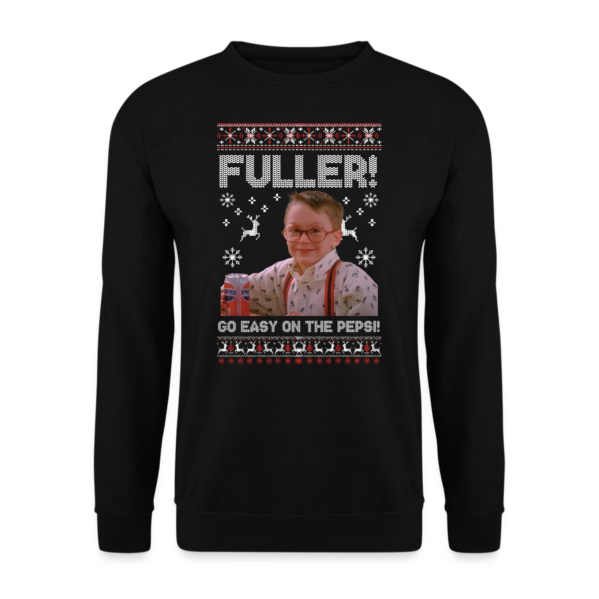 Unibly Men's Black Fuller Kevin Home Alone Christmas Jumper, L