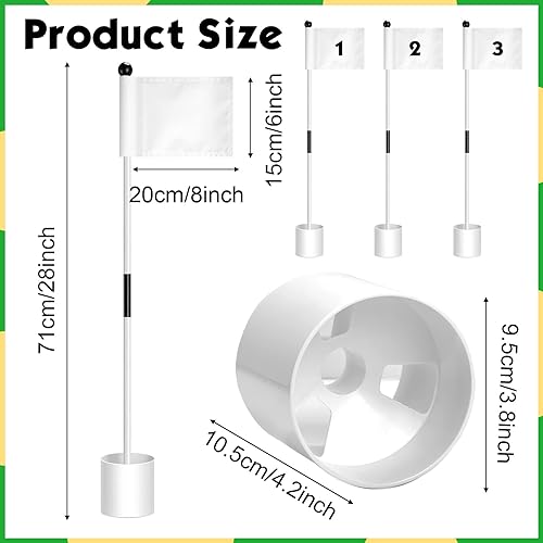 Miniatura 2 de Lenwen Juego de 6 banderas de pines, mini palos de bandera de golf, diseño de 2 secciones para patio
