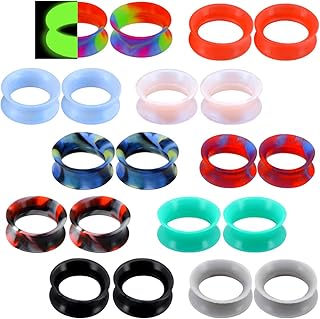 Cocharm 20 PCS Thin Silicone Ear Gauges - Flexible Double Flared Tunnel Ear Plugs Price In India