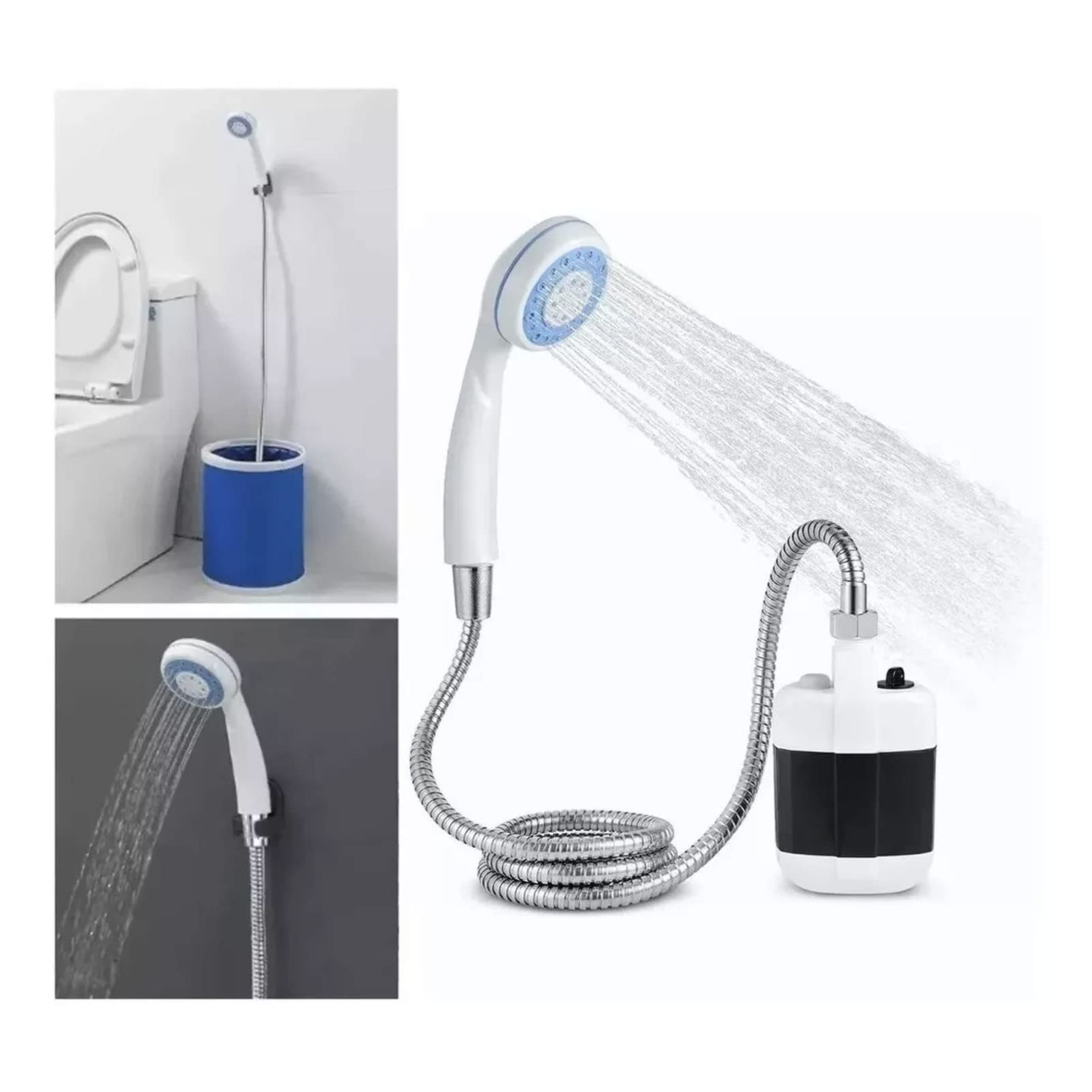 Tyenaza Ducha para Acampar, Ducha Portátil ABS Bomba De Ducha para Acampar con Batería Eléctrica para Acampar, IR De Excursión, Viajar