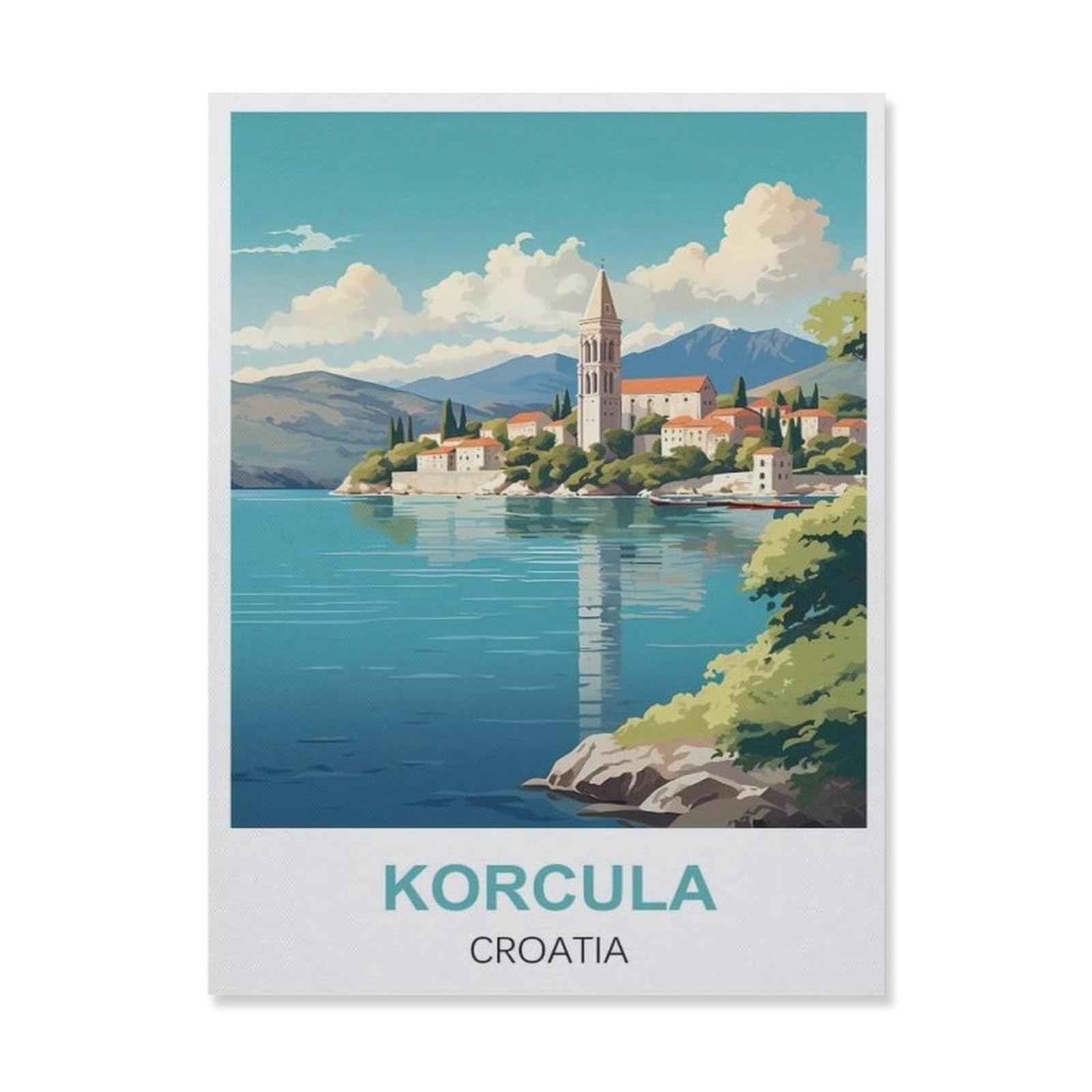 Funny Bathroom Wall Decor Signs，Korcula Croatia(15x30cm）
