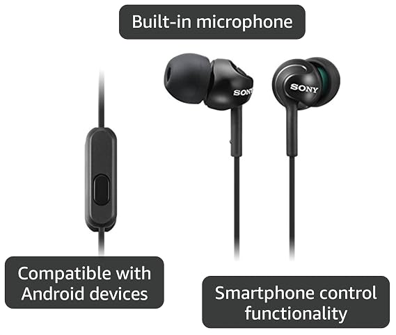Sony Deep Bass Wired Earphones with Smartphone Control and Mic - Metallic Black