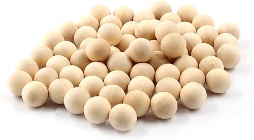 Miniatura 2 de 100 bolas redondas de madera de 12 pulgada (0.472 in), bolas de madera natural sin terminar, esferas de madera para manualidades y proyectos de