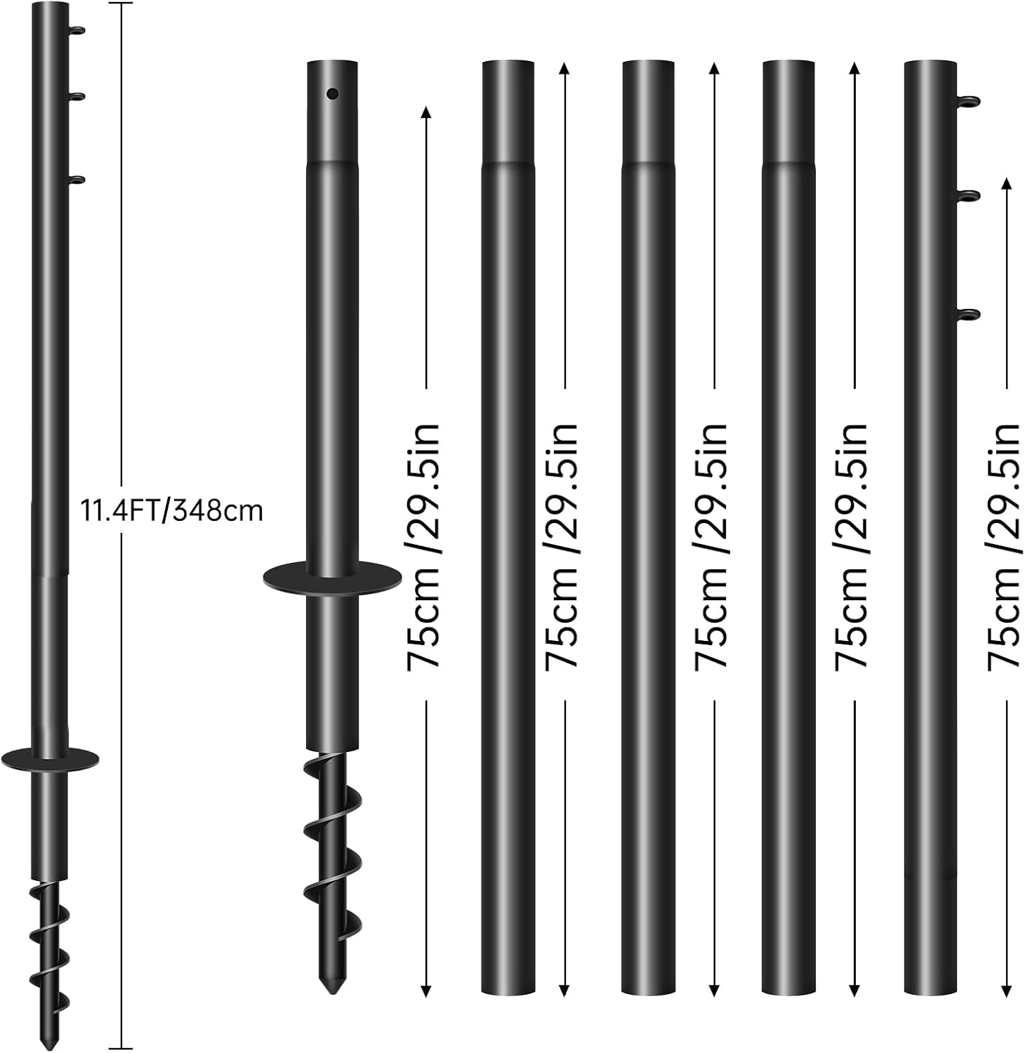 Shade Sail Poles,11.4FT Heavy Duty Outdoor Sun Shade Sail Pole with Spiral Drill Bit, Support Awning Canopy Outdoor Poles for Garden Yard Backyad ﻿ (1)