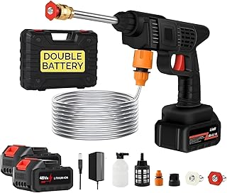 (Double_Battery) Cordless Portable Wireless Pressure Washer Gun 48V 12000mah High Pressure Water Gun Car Wash Bike Washing...