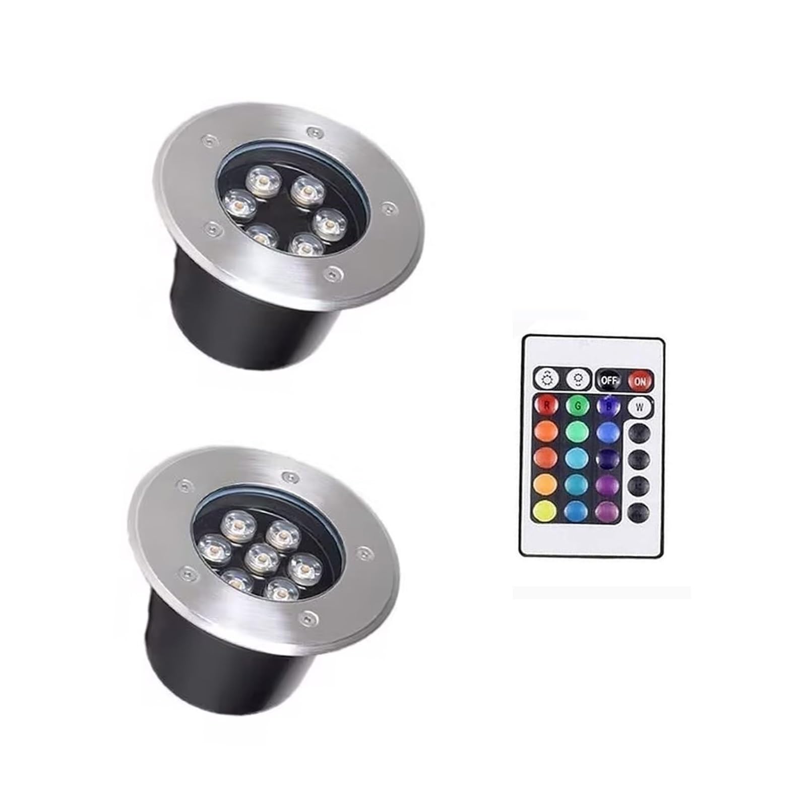 2PCS Focos Led Piscina - RGB Foco LED Subacuático Incrustado, Foco Empotrable Con Mando A Distancia RF A Prueba De Agua IP68, Foco De Jardín De Acero Inoxidable, Para Jardín, Estanque(85-230V,3W)