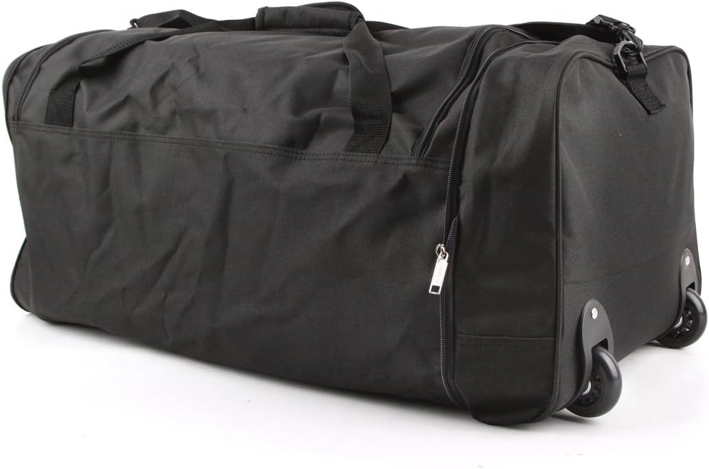 DUA Large 74 Litre Lightweight Pack Away Holdall on Wheels (Black)