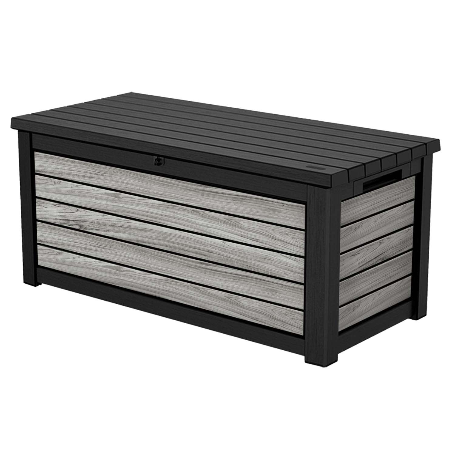 Keter Northwood Auflagenbox/Kissenbox 623 Liter | 100% Wasserdicht mit Belüftung dadurch kein übler Geruch/Schimmel Moderne Holzoptik | Deckel belastbar bis 250 KG | Deckel mit Gasdruckfedern