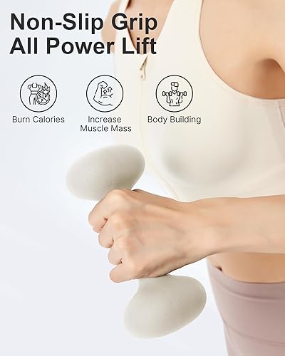 Miniatura 5 de YOTTOY Juego de 2 mancuernas de peso para mujer, mancuernas de 2 a 15 libras, pesas de mano antideslizantes para entrenamientos en casa, mancuernas