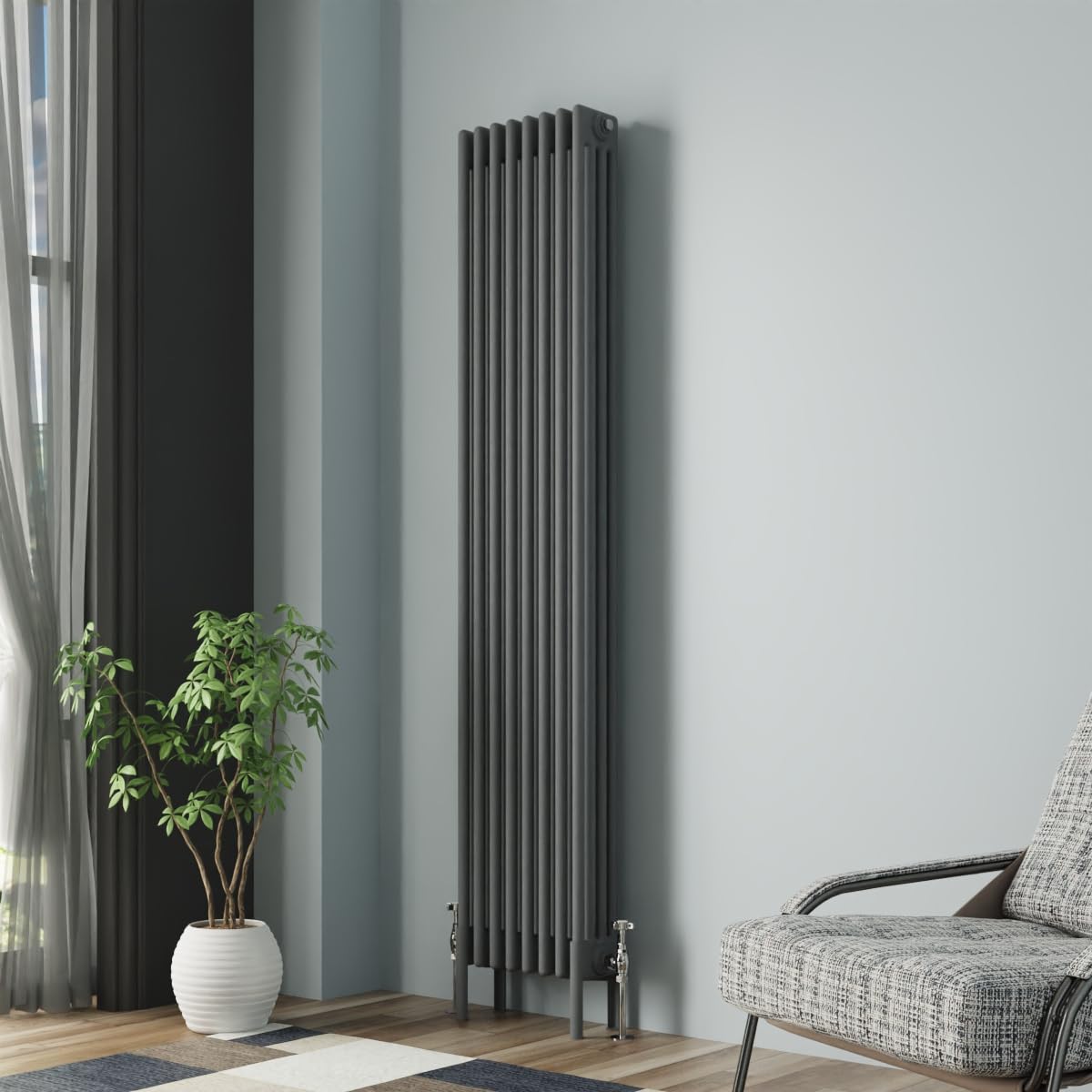 Nrg Anthracite Traditional Cast Iron Radiator Four Column 1800X380mm Interior Designer Bathroom Radiators