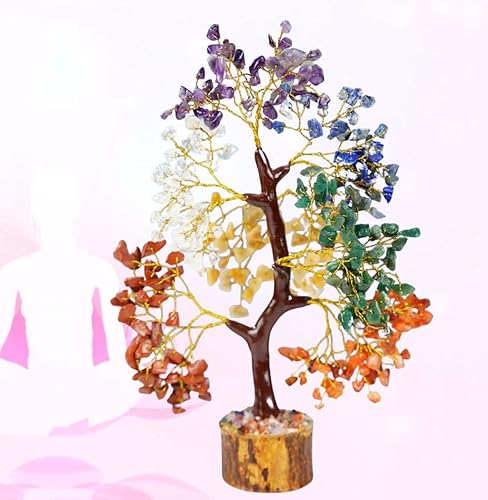 Miniatura 4 de Cristales y piedras curativas, árbol de dinero curativo, árbol bonsái, árbol de la vida de chakras, siete piedras de chakras, decoración de Feng