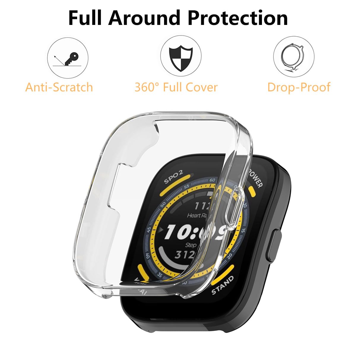 Custodie Per Amazfit Bip 5 - Coperture In TPU Trasparente, Antiurto, Antigraffio, Confezione Da 2 Pezzi