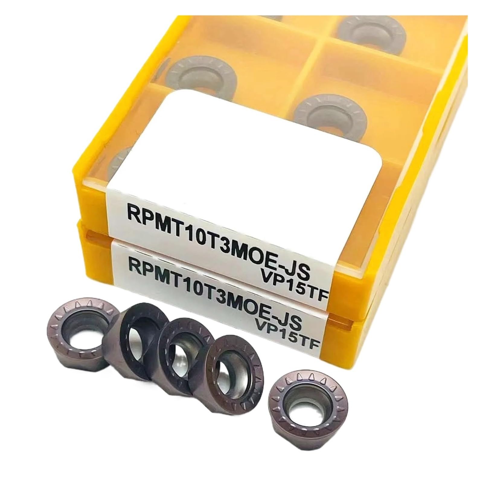 10 STÜCKE Hartmetallwerkzeug RPMT1204 MOE RPMT10T3MOE JS VP15TF Äußeres Metalldrehwerkzeug RPMT 1204 CNC-Teile Drehwerkzeug Drehmaschine Fräser(RPMT10T3 MOE VP15TF)