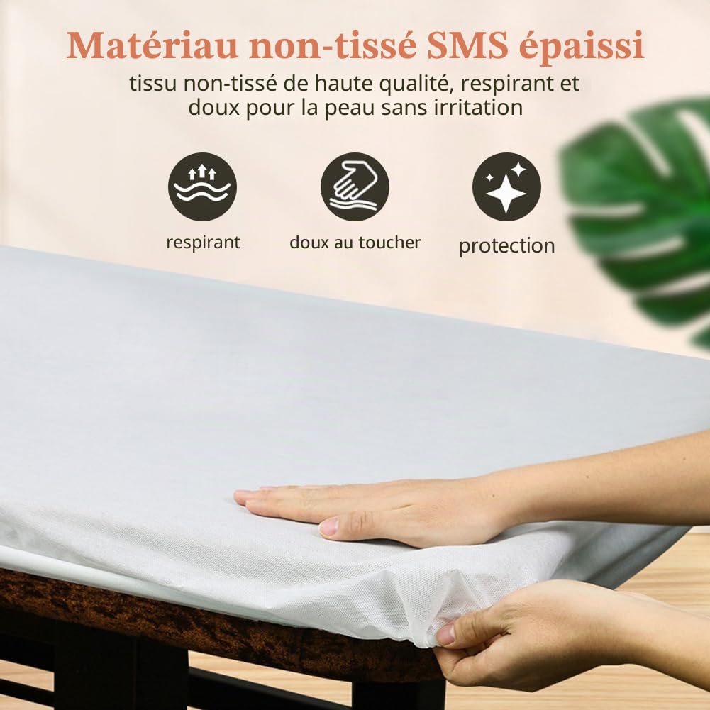 Draps Housses Jetables pour Table de Massage Imperméables 90 x 215cm