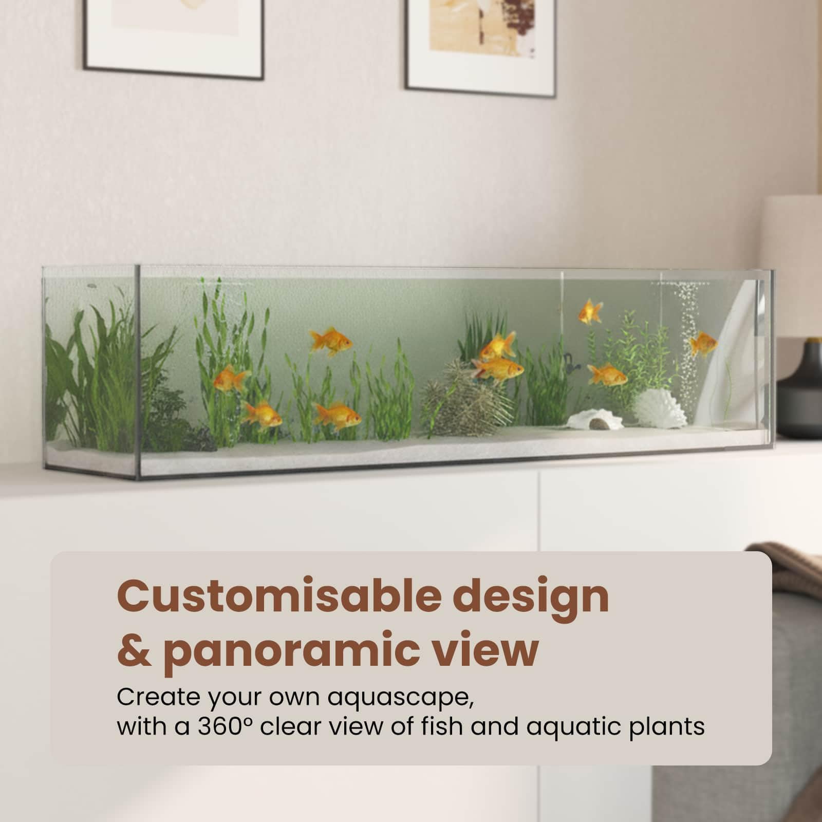 vidaXL Aquarium mit Speicher Transparent 80 x 20 x 20 cm Glas, EIN rechteckiges, modernes Design für Dein Zuhause oder Büro, funktional, stark und leicht zu pflegen