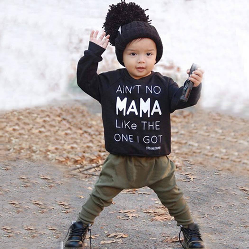 Conjunto de ropa para bebé niño pequeño con letras impresas, parte superior y pantalón