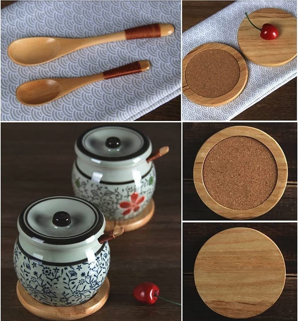 Garnki na przyprawy, pudełko na przyprawy, butelka na sos, ceramiczny garnek do przypraw kuchennych Zestaw pojemników na przyprawy do użytku domowego Cukiernica z łyżeczką i tacą (10 uncji) Dozownik p