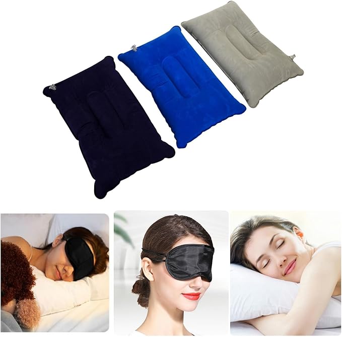 Set 3 Almohadas Inflables Viaje Camping Soporte Cervical miniatura 3