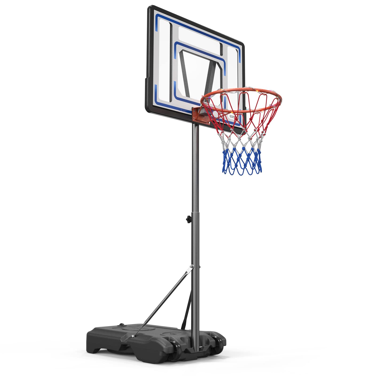 FCHPoolside Basketball Hoop, Adjustable Height 45"-53" Swimming Pool Basketball System with 32" X 23" PVC Backbord 2 Basketball Nets for Both Teens and Adults