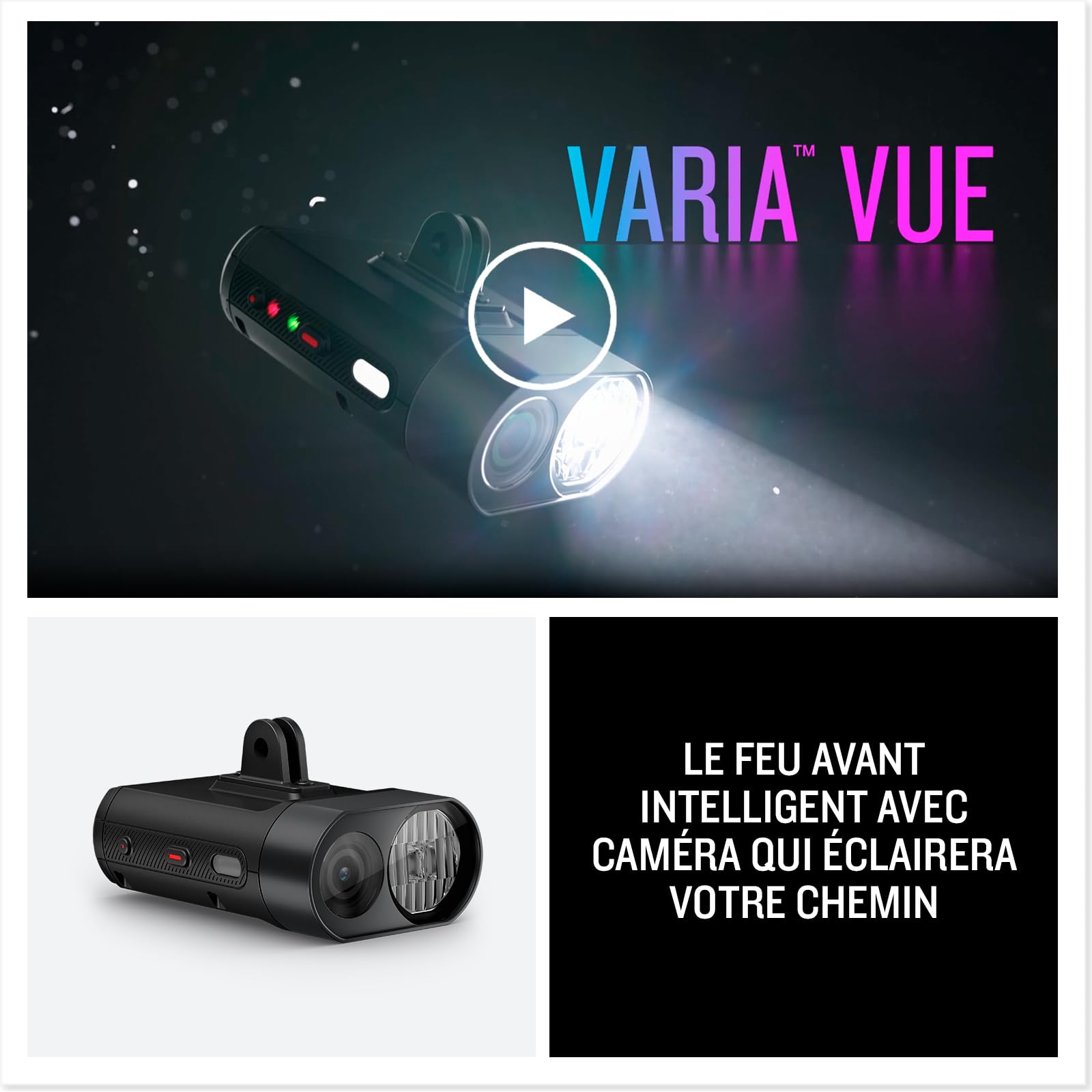 Garmin Varia Vue - Feu avant pour vélo avec caméra 4K intégrée