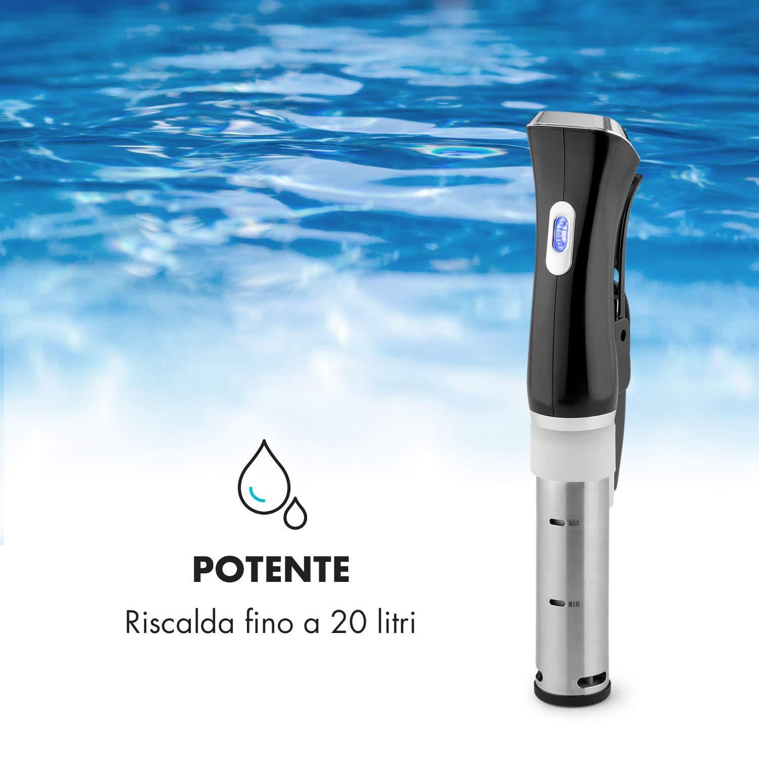 KLARSTEIN Quickstick Sous Vide Cooker 3D - Circolatore per Cottura Sous Vide, 1300W, 50-95 °C, Nero