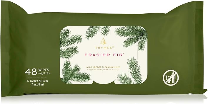 Thymes Frasier Fir All-Purpose Cleaning Wipes Multi-Purpose Cleaning Wipes Safe for Countertops, Walls, and Other Non-Porous Surfaces Cruelty Free Surface Wipes 1 Pack of 48 Wipes