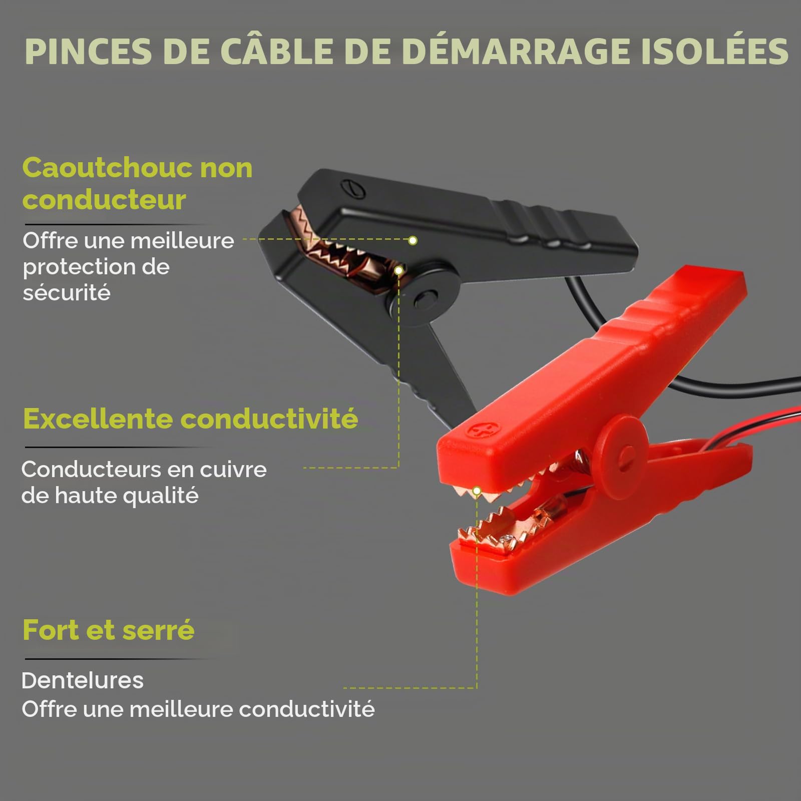 Adaptateur de démarrage pour voitures, compatible avec batterie Ryobi 18 V, 12 AWG, 1,8 m, démarreur portable, câble de démarrage pour voitures, alimentation pour démarrer les véhicules légers (Vert