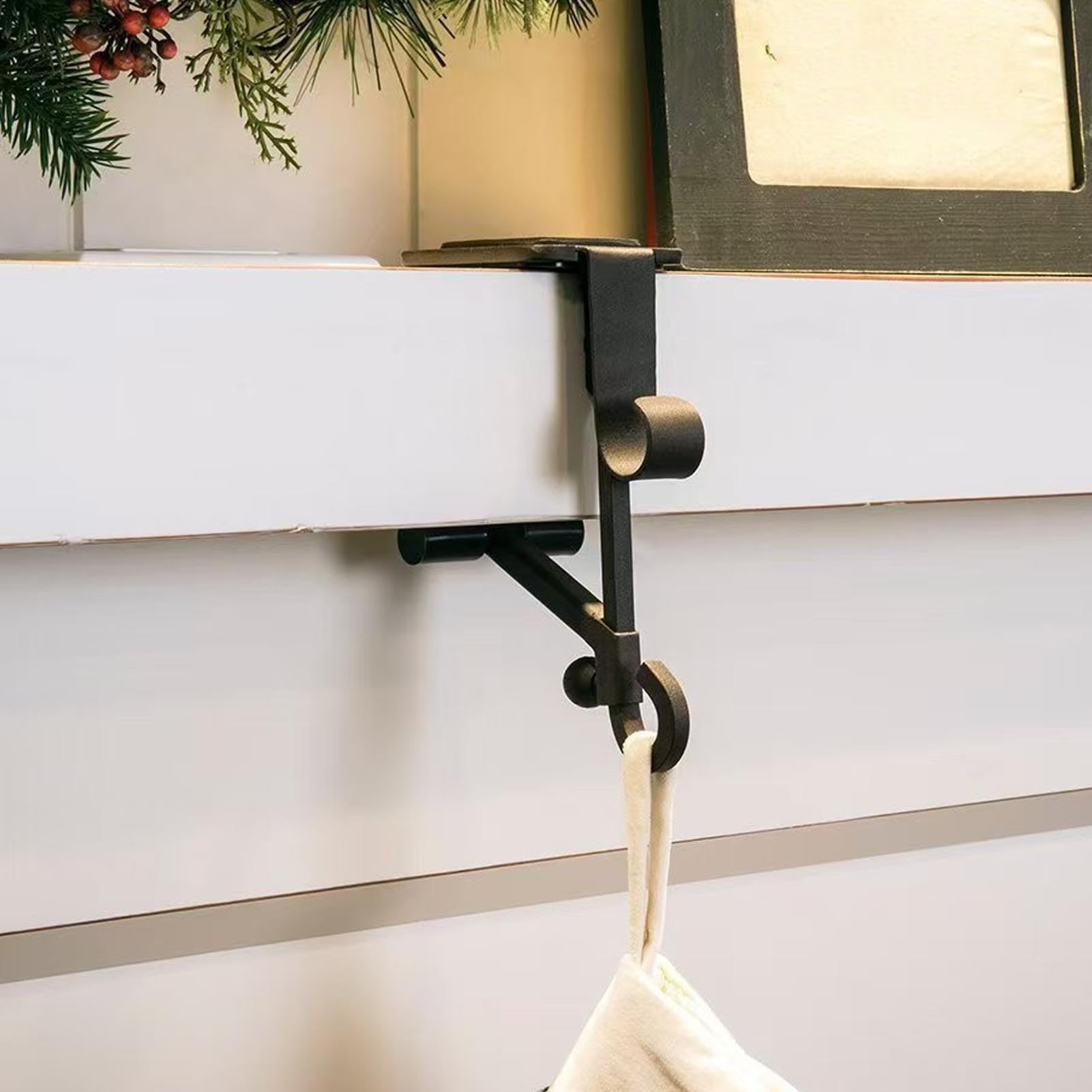 Asixxsix 2 in 1 Kaminstrumpf und Girlandbügel, Hochleistungsverstellbar ohne Bohrer Mantelkleiderbügel mit Doppelhaken, für Weihnachten Ferienhaus Wohnzimmer Küchendekoration