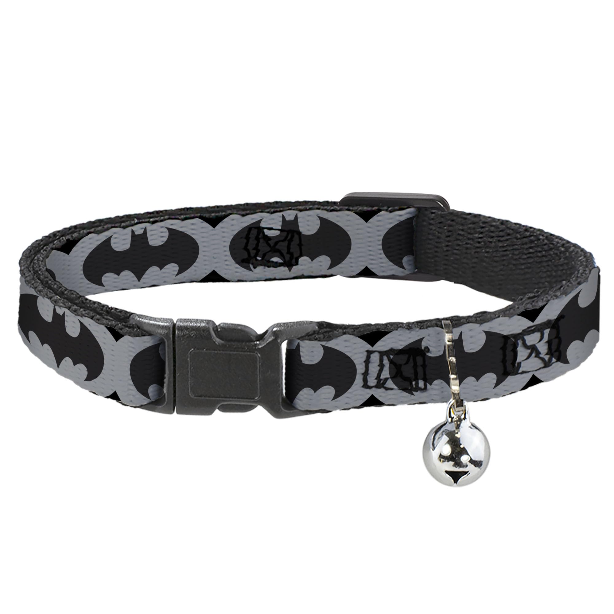 Cuello para gato Buckle-Down mediano negro de 20 cm ajustable