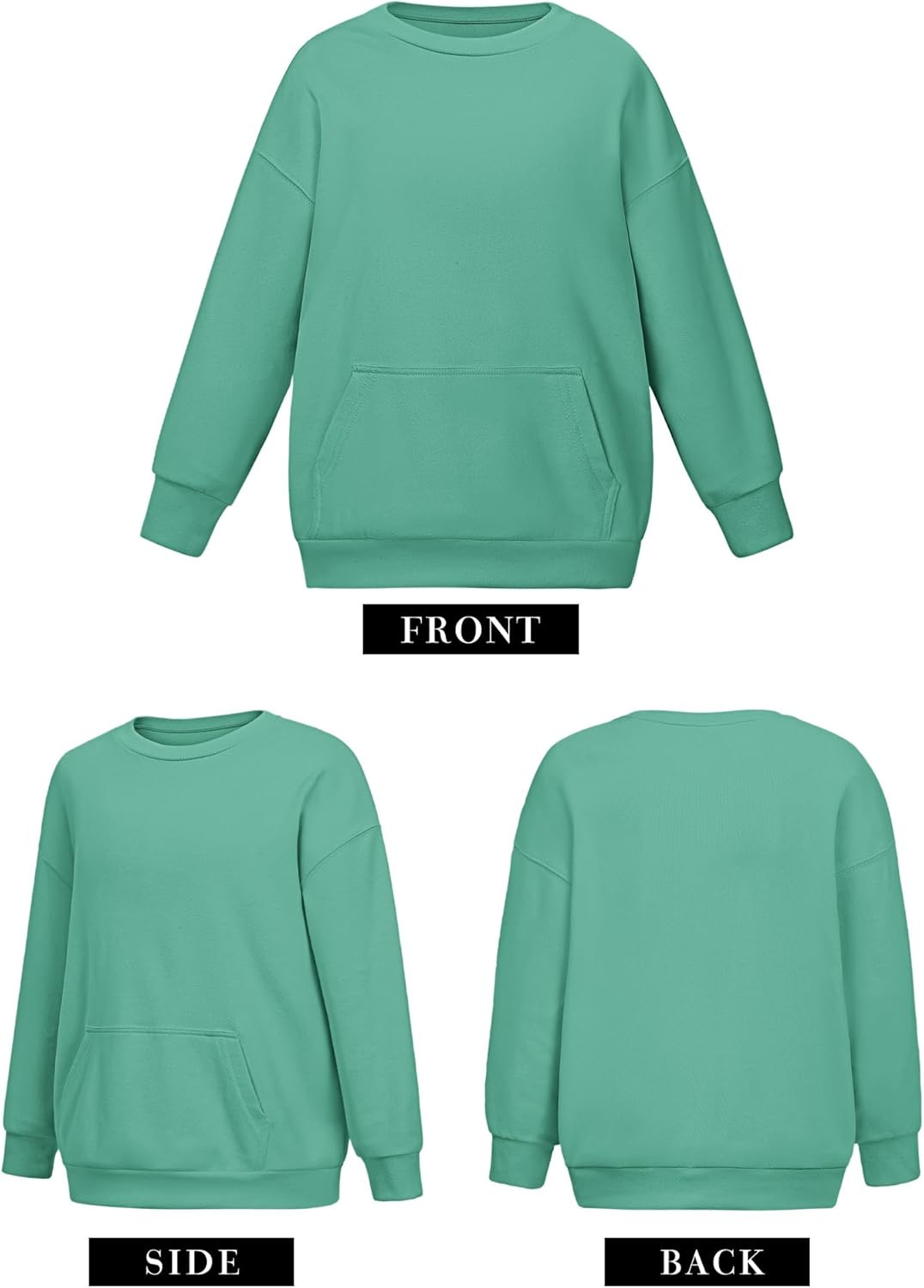 Girls Crewneck Sweatshirts Kids Cute Hoodless Oversized Fleece Pullover Drop Shoulder Tops - Image 5