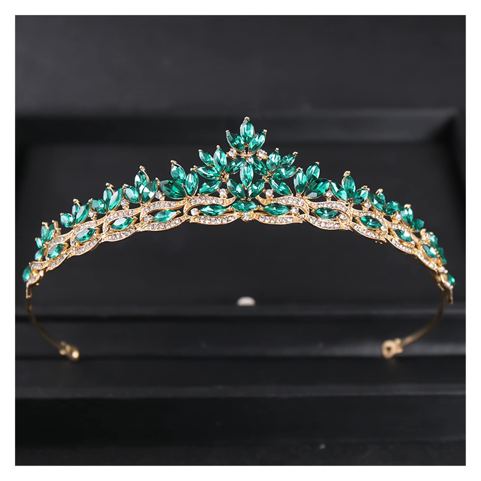 LNNSHX Barocke Luxus-Strass-Brautkrone, Tiara, versilbert, Kristall, Abschlussball, Diadem, Kronen, Stirnband, Hochzeit, Haarschmuck, Schmuck, Tiara (Metallfarbe: Roségold)