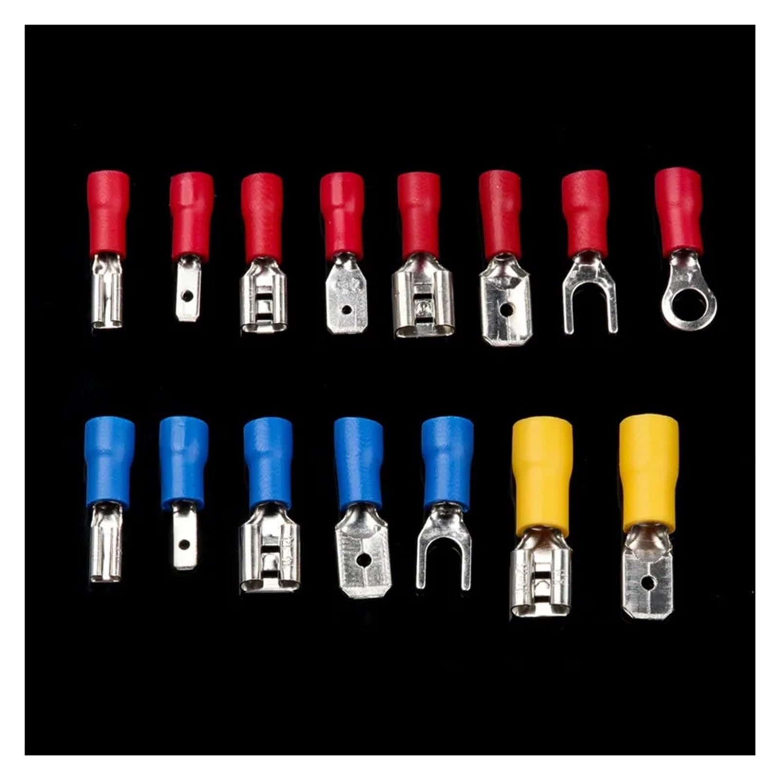 140 Stück isolierte Kabelverbinder, Verschiedene Crimp-Spaten, Stoßring, Gabel-Set, Ringkabelschuhe, gerolltes Terminal-Set (Color : 140PCS)