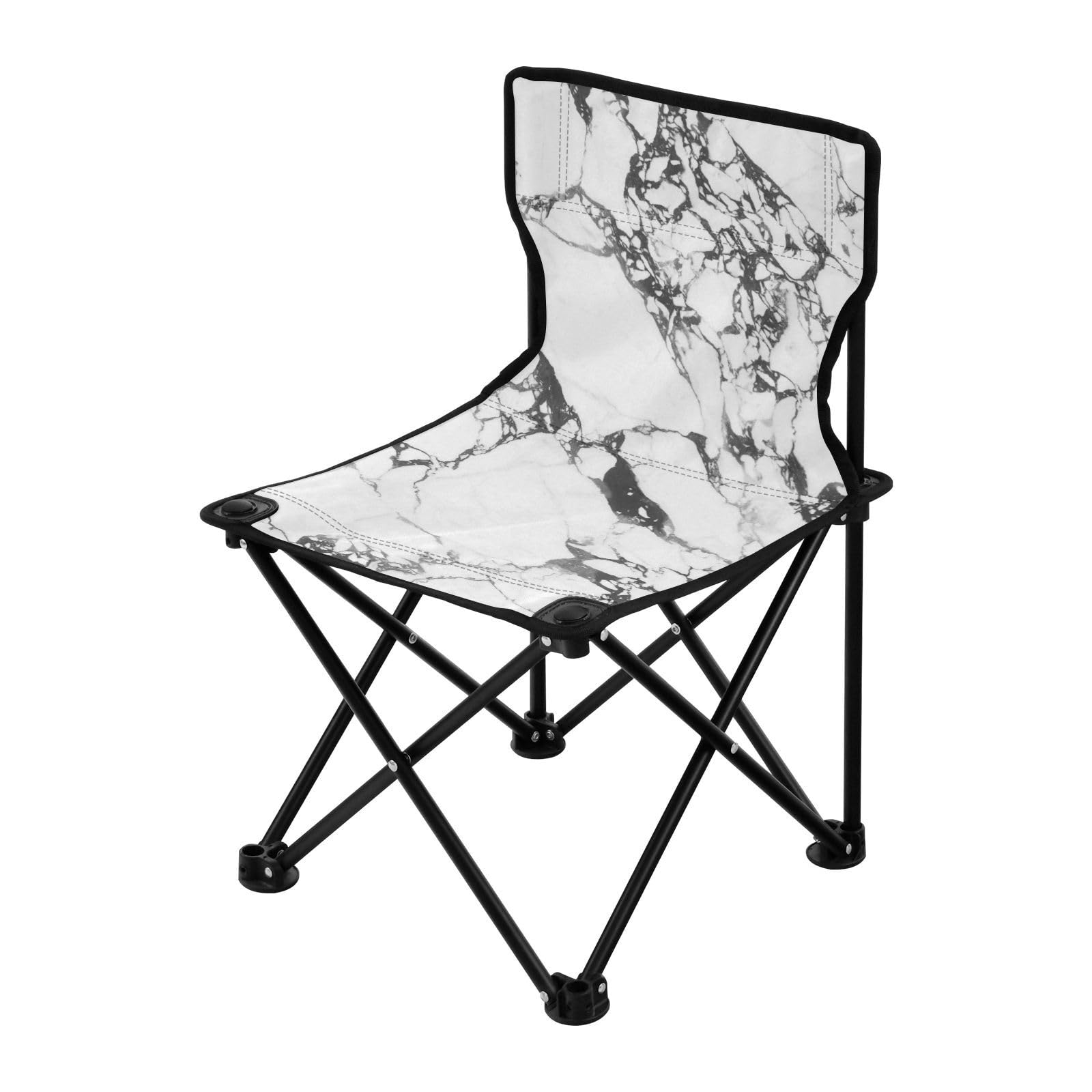 Czarno-biały marmurowy teksturowany fotel kempingowy ultralekkie składane krzesło torba do przenoszenia w zestawie krzesła turystyczne plecak ultralekki do wewnątrz i wewnątrz