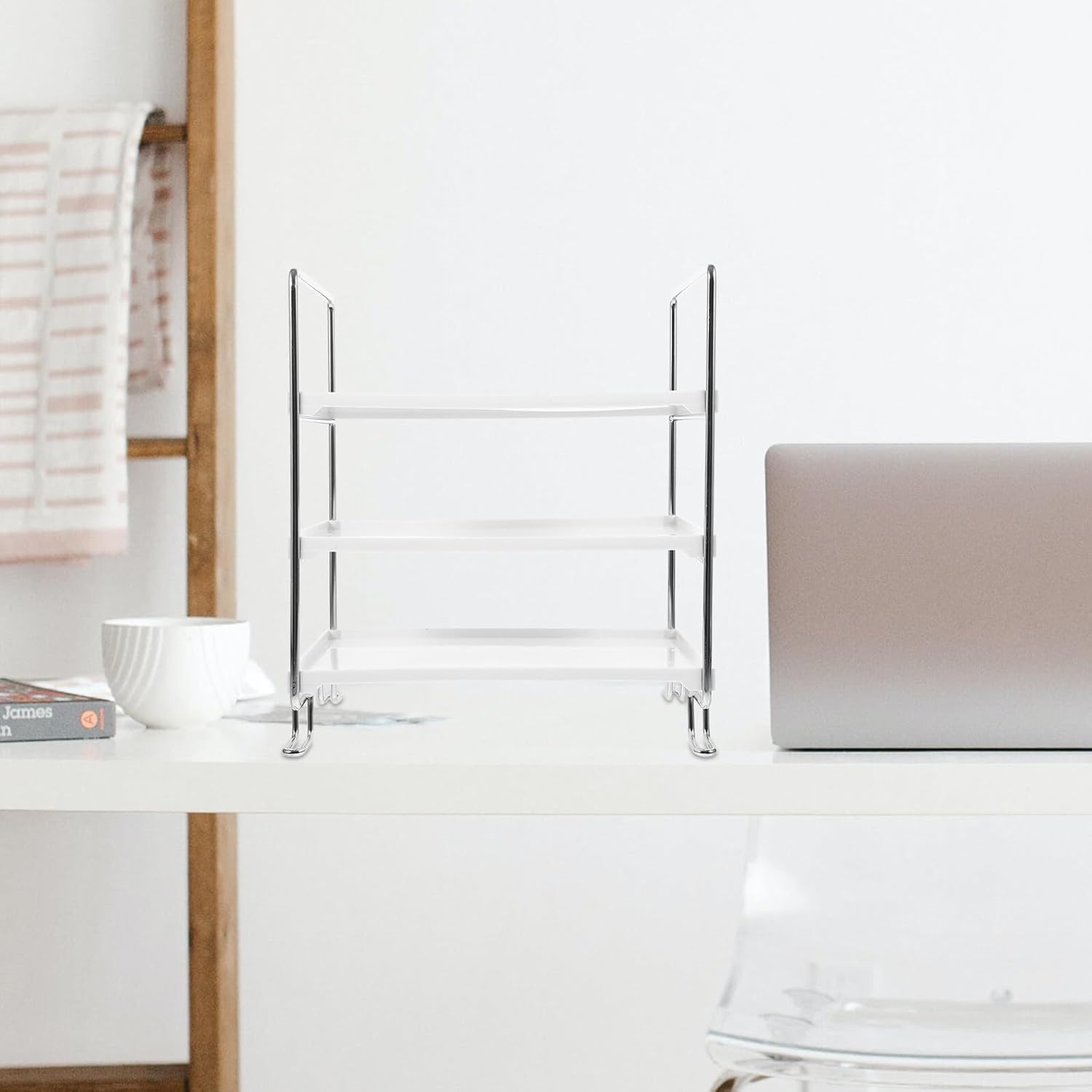 Multi-layer A4 File Folder Rack Silver Frame Desktop Office Supply Storage Stand Household Document Organizer for Desk Workspace