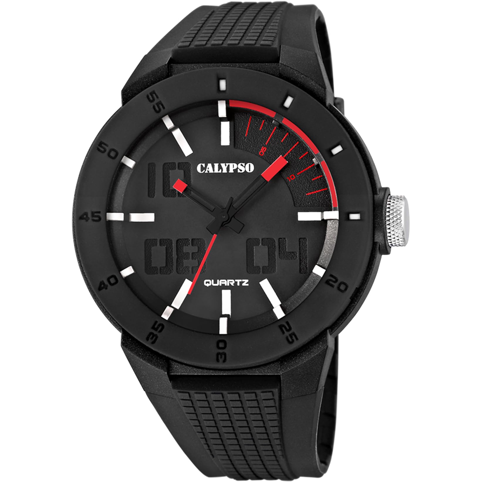 Calypso Orologio Digitale Unisex - Gomma Rosa - Vetro ad Alta Resistenza - Data e Calendario Cronografo Doppio Fuso Orario Luce Allarme 12/24 ore - Color Splash - K5841/1