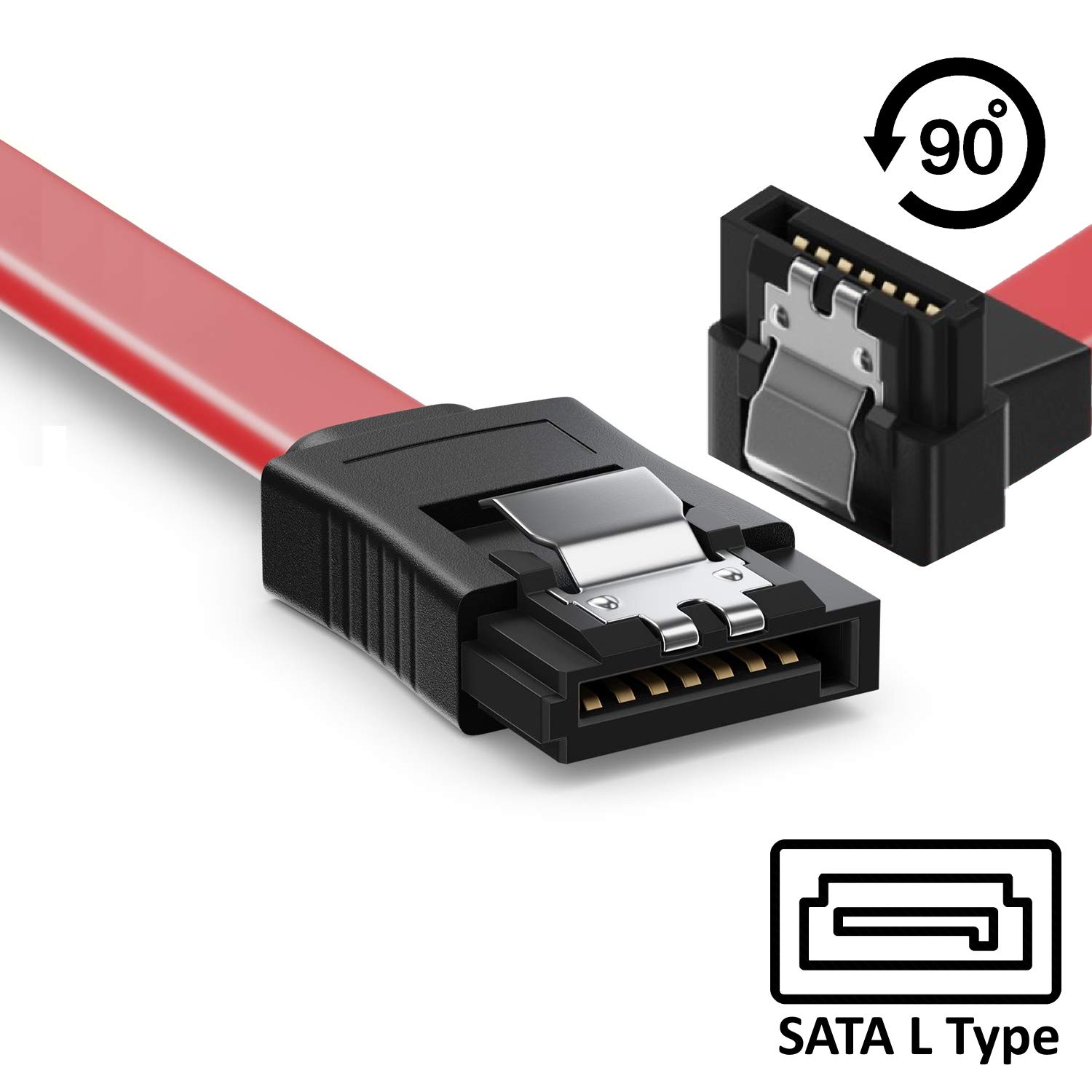 ewent SATA III Cable Speed 6 GBits with Metal Clips SATA L-Type SATA L-Shape - SATA L-Shape 90 50 cm Red