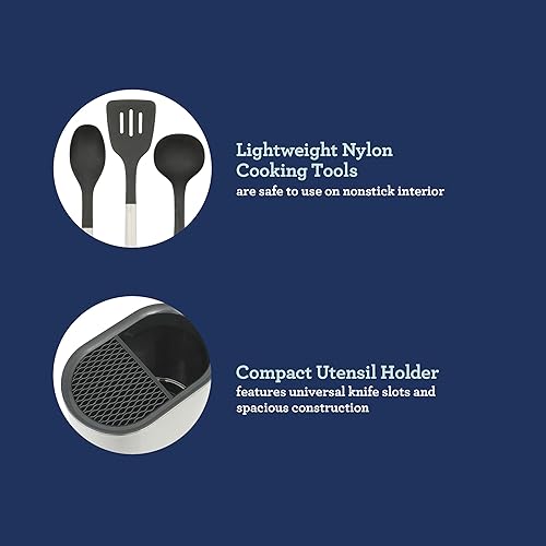 Miniatura 6 de Oster Baldwyn - Juego de utensilios de cocina y cubiertos de acero inoxidable y nailon (12 piezas)