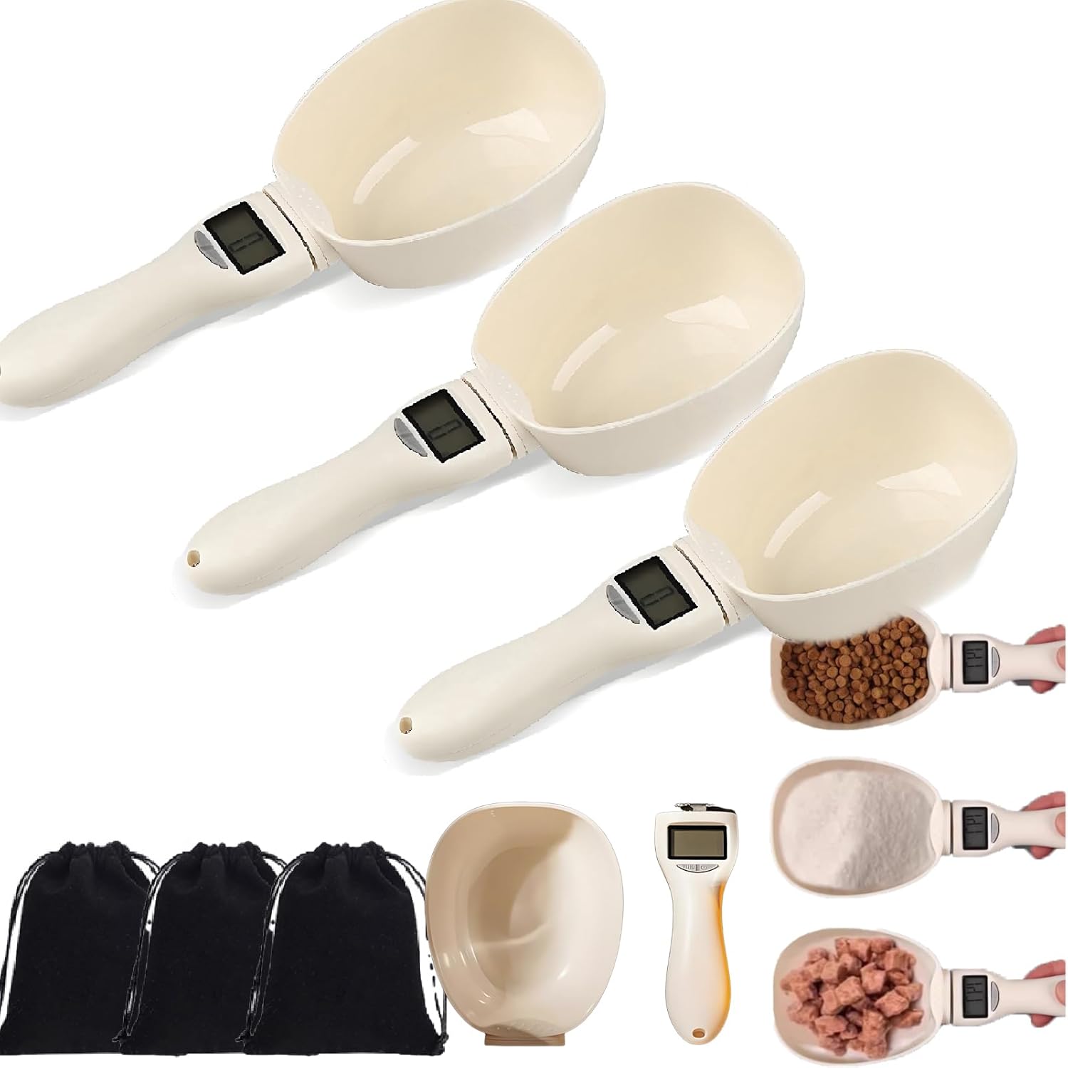 Electronic Measuring Spoon, Digital Food Measuring Scoop Scale - Electronic Kitchen Measure Scale for Cooking Baking, Daily Meals and Kitchen Gadgets (3pcs)