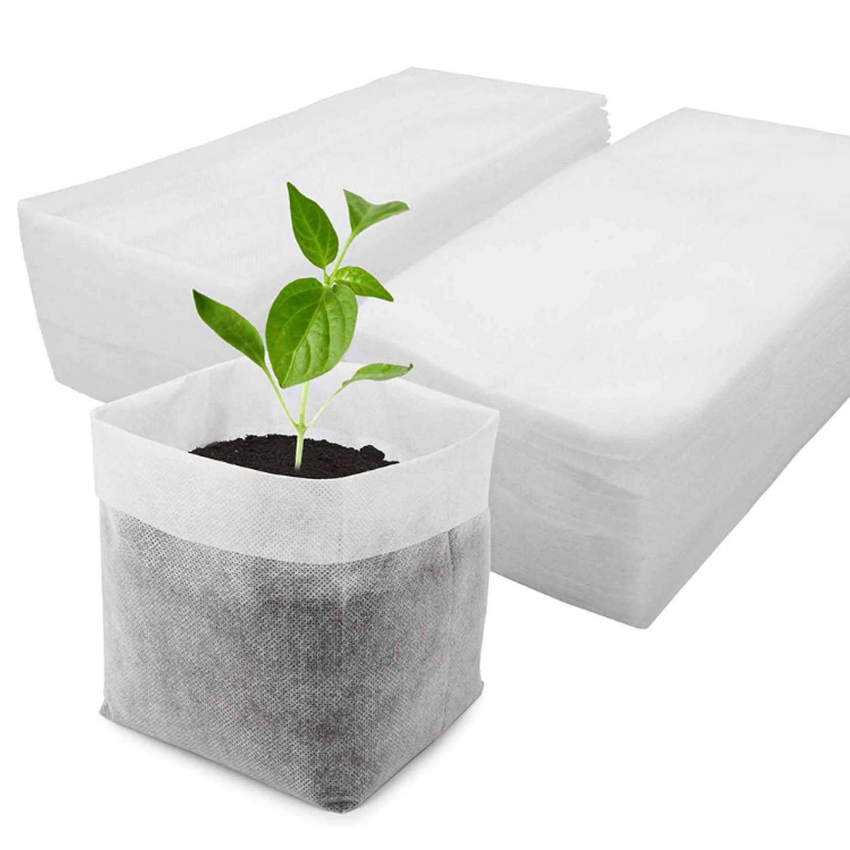 Wedhapy Garden Bag Plant Nursery Bag 100Pcs Degradable Planting Bags Non-woven Fabric Grow Bags Breathable Permeable Moisturized Planter for Gardening Large