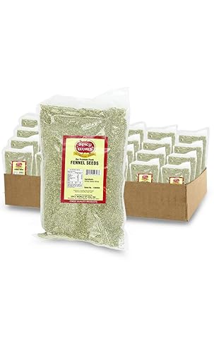Spicy World Semillas de hinojo enteras de 5 libras a granel, totalmente naturales (saunf verde) (paquete de 4)