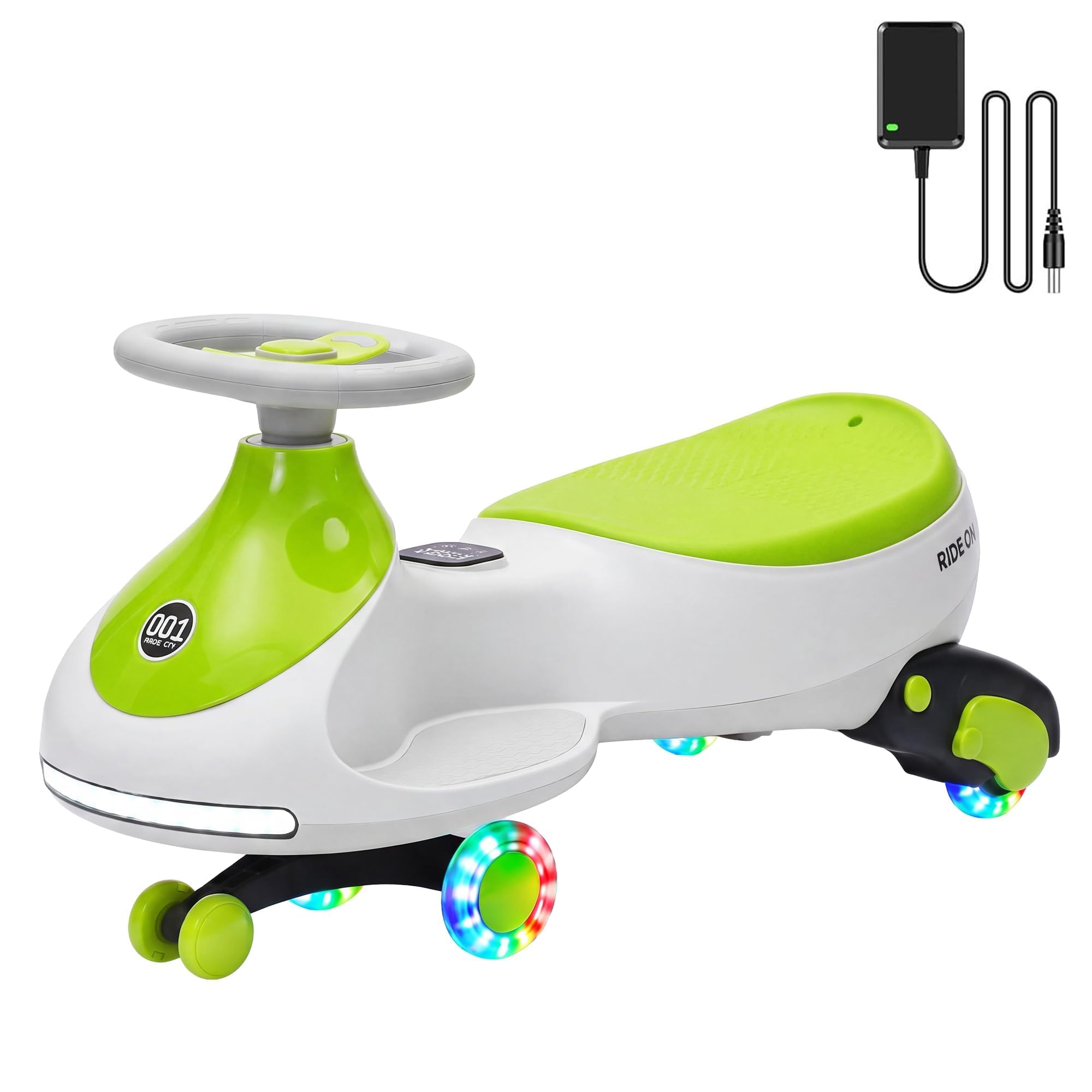 GarveeLife 12V Electric Wiggle Car for Kids, 2-in-1 Ride on Toy with 360° Swivel Wheels