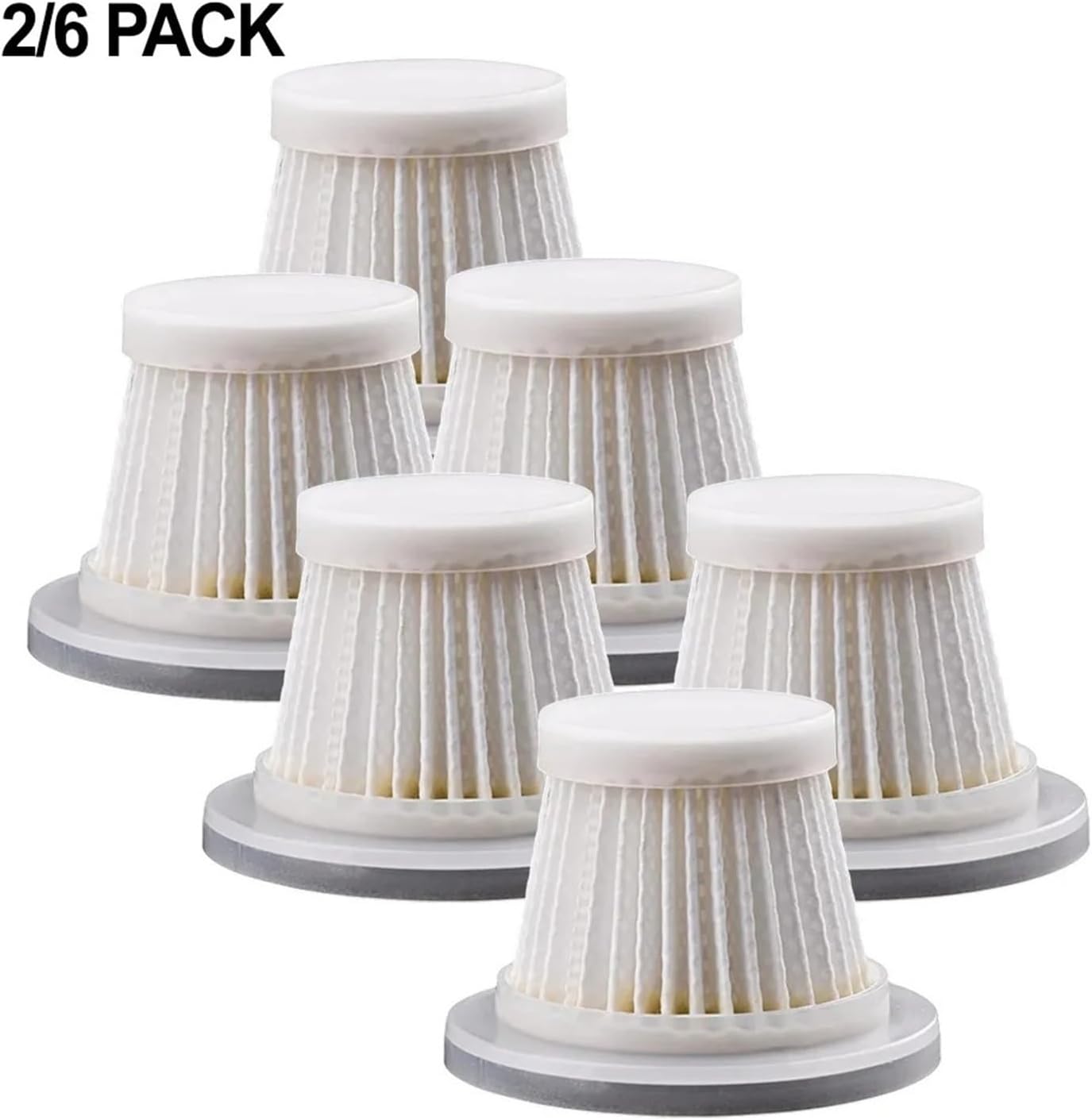 2/6 PACK Reusable Washable Filter,Compatible For Car Vacuum Cleaner Handheld Vacuum Cleaner Accessories Reusable(6pcs)