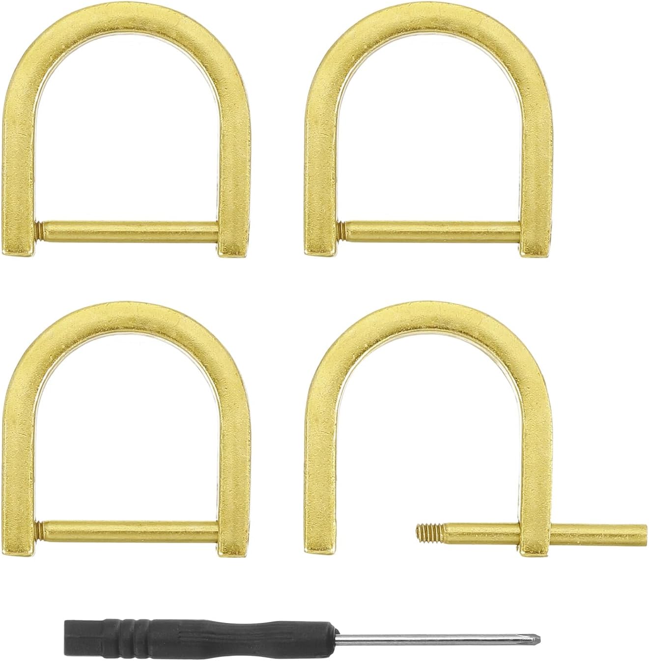 uxcell D-Rings Screw in Shackle, Zinc Alloy Horseshoe U Shape D Ring Buckle Purse DIY Leather Craft Keychain