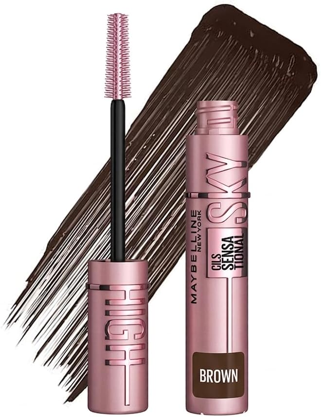 Maybelline New York Lash Sensational Sky High Mascara, Volumising & Lengthening Mascara, Washable Flake-Free Formula Infused with Bamboo Extract & Fibres, 7 ml, Shade: Brown
