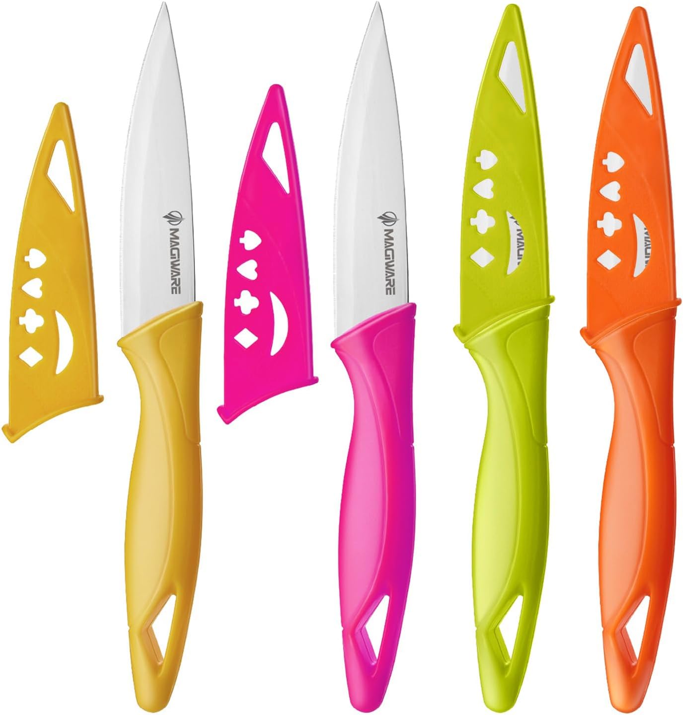 Magiware Paring Knife, 8PCS Paring Knife Set with Cover, Small Kitchen Vegetable Fruit Knives, 3.5 Inch Ultra Sharp PP Handle